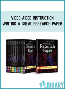 Finally, an easy-to-use resource that guides students along the entire process of writing a great research paper! Video Aided Instruction’s brand new Writing a Great Research Paper DVD series is your step-by-step guide to constructing a paper that’s technically correct, refreshingly original, and truly compelling!