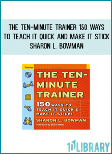 Discover more than one hundred of Sharon Bowman's training-room-proven exercises and activities -- many derived from the high-impact strategies of NLP and Accelerated Learning -- and reduce delivery time, increase retention and improve knowledge and skill transfer. These back-pocket activities are easy, quick, topic-related, and fun, and you can draw on with a minimum of preparation.